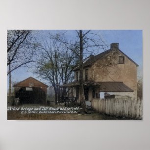 Poster Maison à péage Pont couvert Linfield PA