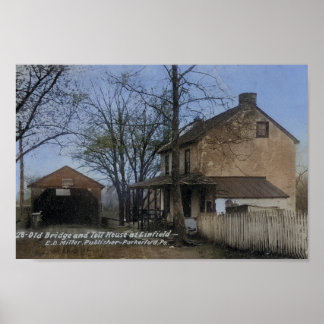 Poster Maison à péage Pont couvert Linfield PA