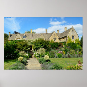 Poster Maison anglaise avec le jardin d'agrément