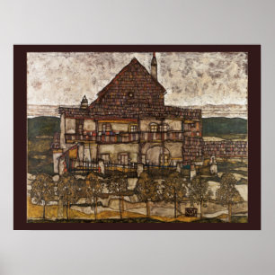 Poster Maison avec un toit de bardeaux par Egon Schiele