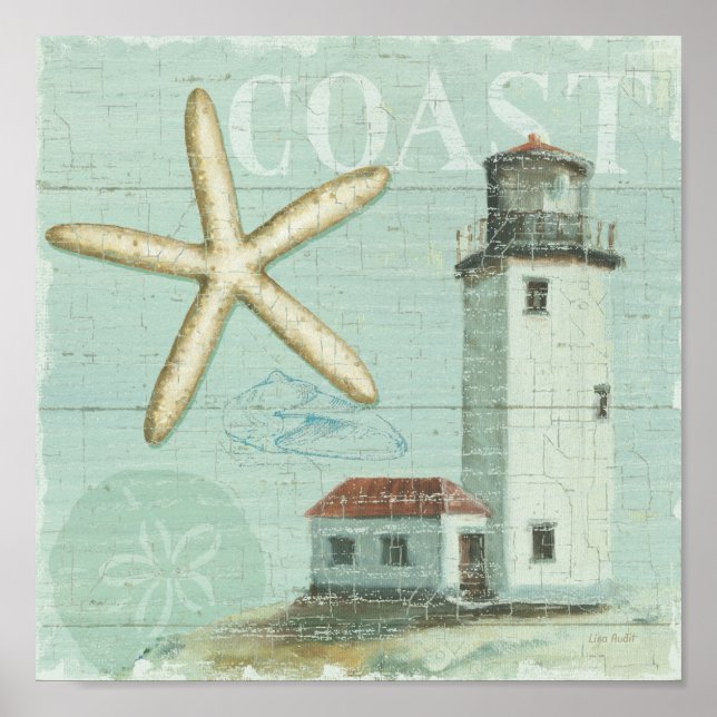 Poster Maison Blanche sur la plage (Devant)