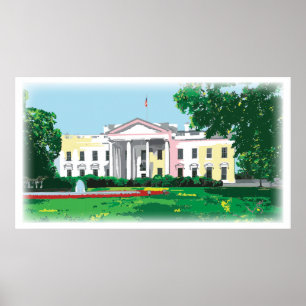 Poster Maison Blanche - Washington DC peinture numérique