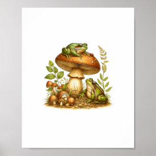 Poster Maison Champignon Grenouille Esthétique Cottagecor