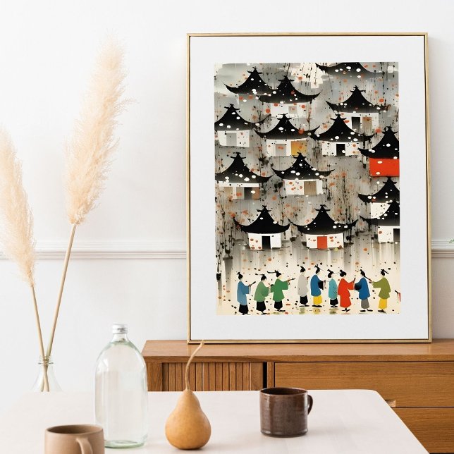 Poster Maison d'aquarelle de charme Imprimer - Maison d'a (Créateur téléchargé)