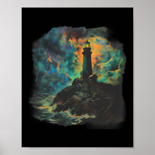Poster Maison de bord de mer phare Voile Mer Plage Bateau
