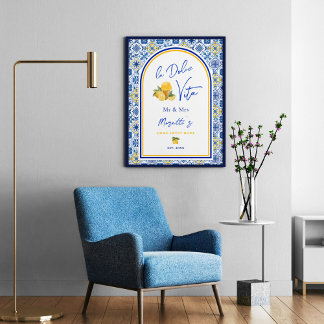 Poster Maison de jeunes mariés avec carreaux méditerranée