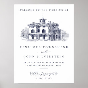 Poster Maison de Mariage Élégante Villa Italienne Vintage