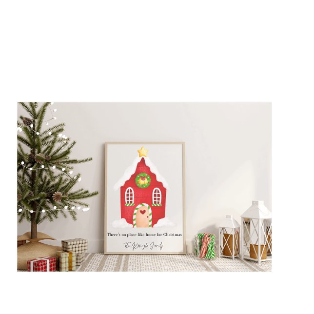 Poster Maison de Noël personnalisée Nom de famille Art Im (Créateur téléchargé)