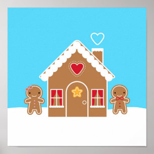 Poster Maison de pain d'épices de Noël Kawaii