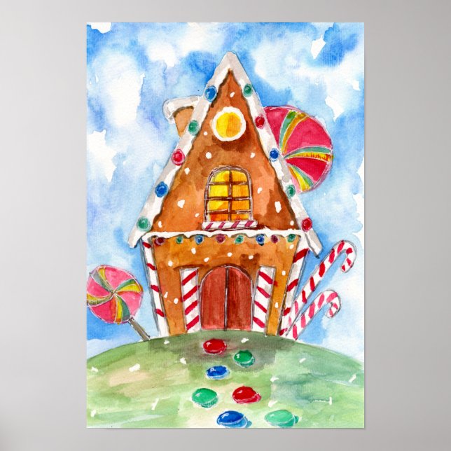Poster Maison de pain d'épices et Lollipops (Devant)