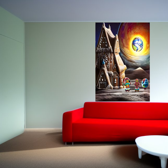 Poster Maison de pain d'épices sur la Lune | AI Art Poste (Créateur téléchargé)