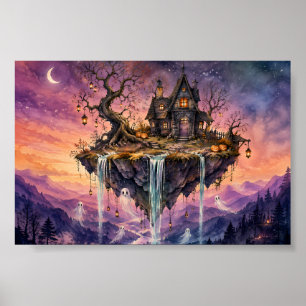 Poster Maison de sorcière flottante fantaisiste Île fantô