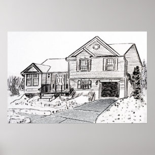 Poster Maison d'hiver