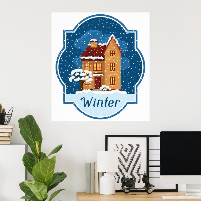 Poster Maison D'Hiver Dans La Neige (Créateur téléchargé)