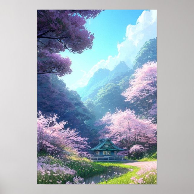 Poster Maison en bois pittoresque à la campagne (Devant)