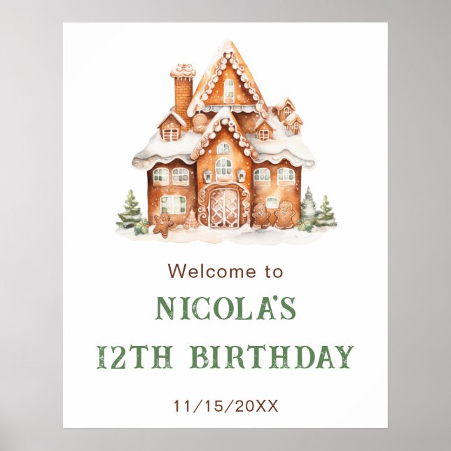 Poster Maison en pain d'épice décorer fête d'anniversaire (Devant)