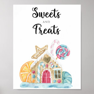 Poster Maison en pain d'épices - fête de bébé douceurs et