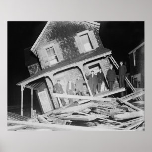 Poster Maison endommagée par la tempête, 1914. Photo vint