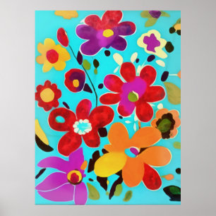 Poster Maison Florales Inspiré des années 70 Peinture