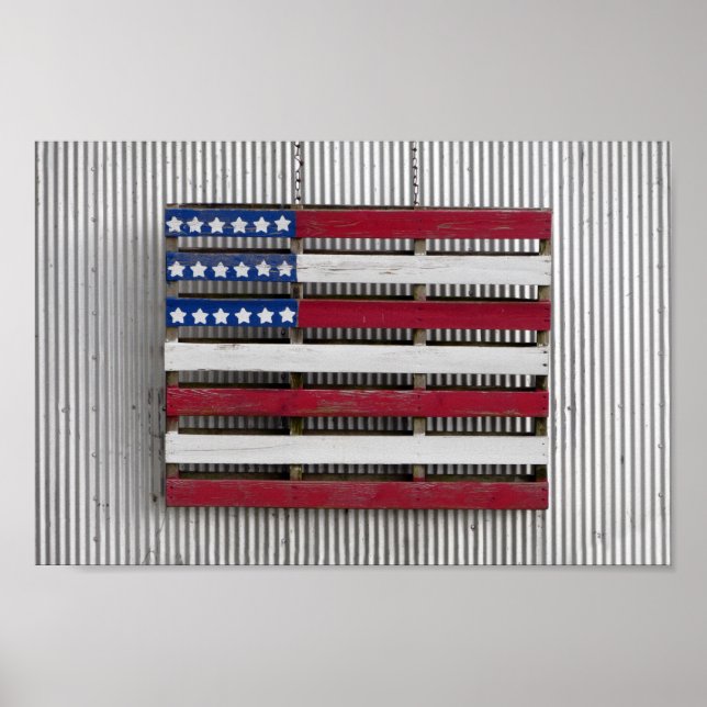 Poster Maison flottante Drapeau américain (Devant)