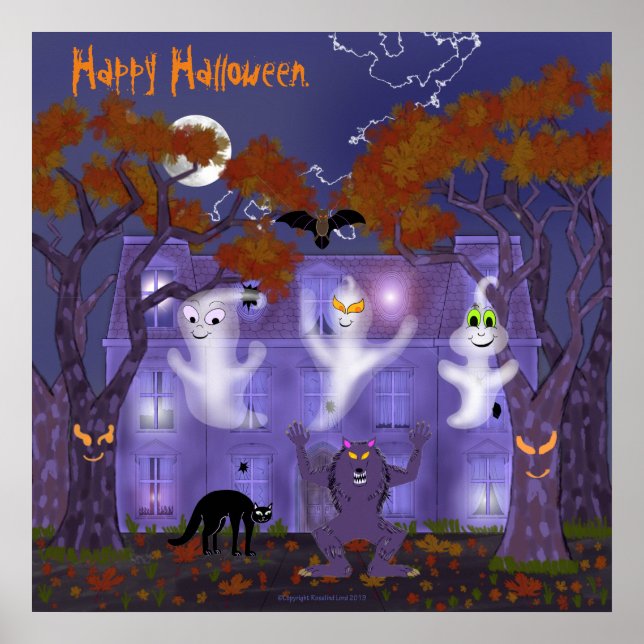 Poster Maison hantée avec orbes (Devant)