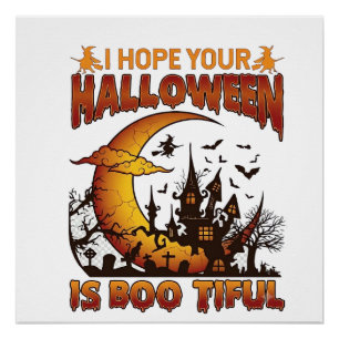 Poster Maison Hantée Halloween Boo Tiful Croissant de Lun