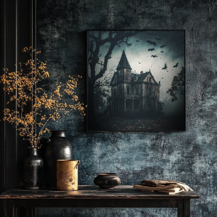 Poster Maison Hantée - Halloween Éffrayant Imprime