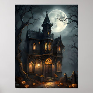 Poster Maison hantée - Halloween gothique Éffrayant