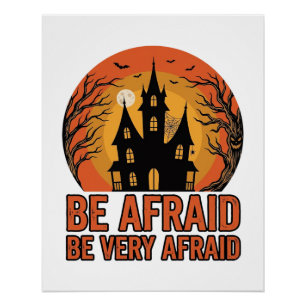 Poster Maison hantée Sois effrayé Design Halloween vintag
