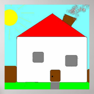 Poster Maison individuelle un jour ensoleillé, Enfants Ar