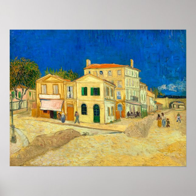 Poster Maison jaune (1888) Paysage de Vincent Van Gogh (Devant)