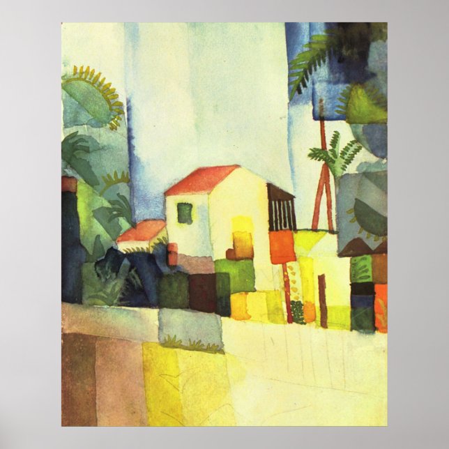 Poster Maison lumineuse par August Macke (Devant)