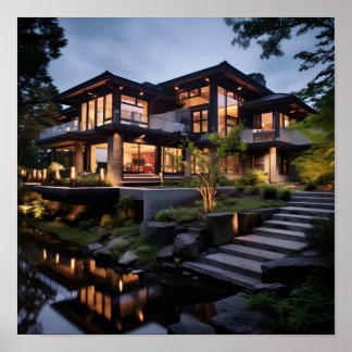 Poster Maison moderne avec fonction d'eau