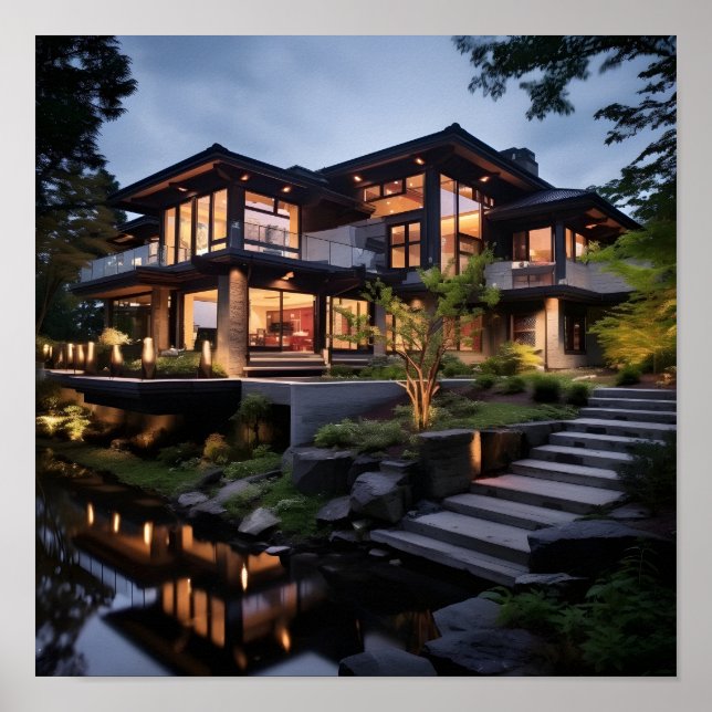 Poster Maison moderne avec fonction d'eau (Devant)