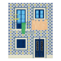 Maison portugaise de Lisbonne avec tuiles et oisea