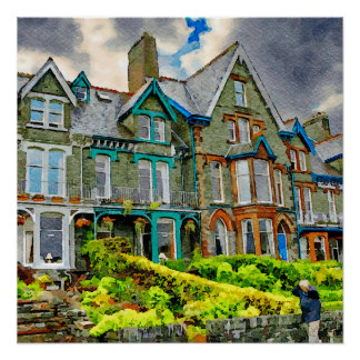 Poster Maison victorienne à Keswick peinte en aquarelle