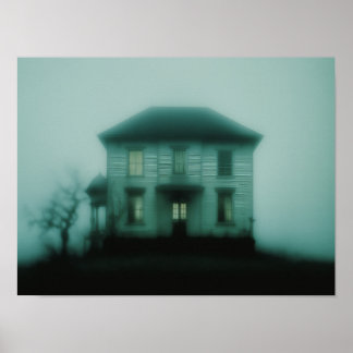 Poster Maison victorienne hantée Atmosphère brumeuse d'ho