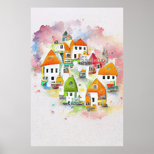 Poster Maison Village Paysage Paysage Paysage Nature Aqua (Devant)