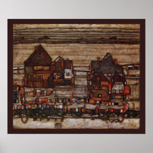 Poster Maisons avec buanderie par Egon Schiele