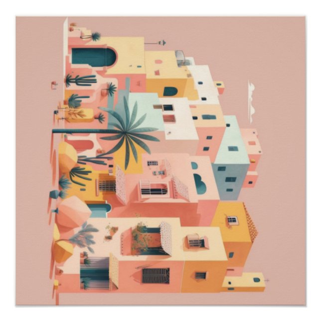 Poster Maisons cityscape (Devant)