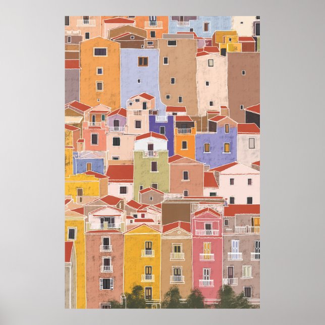 Poster Maisons colorées en Italie (Devant)