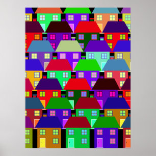 POSTER MAISONS COMMUNAUTÉ MAISON COLORÉE 