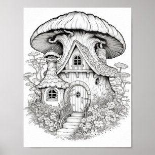 Poster Maisons de fées magiques Coloration adulte