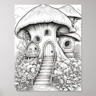Poster Maisons de fées magiques Coloration adulte
