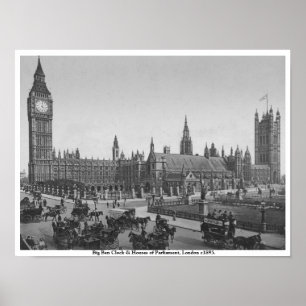 Poster Maisons du Parlement c1895, Londres vintage