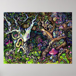 Poster Maisons Fées Village Arbres Marianne O Art Imprime