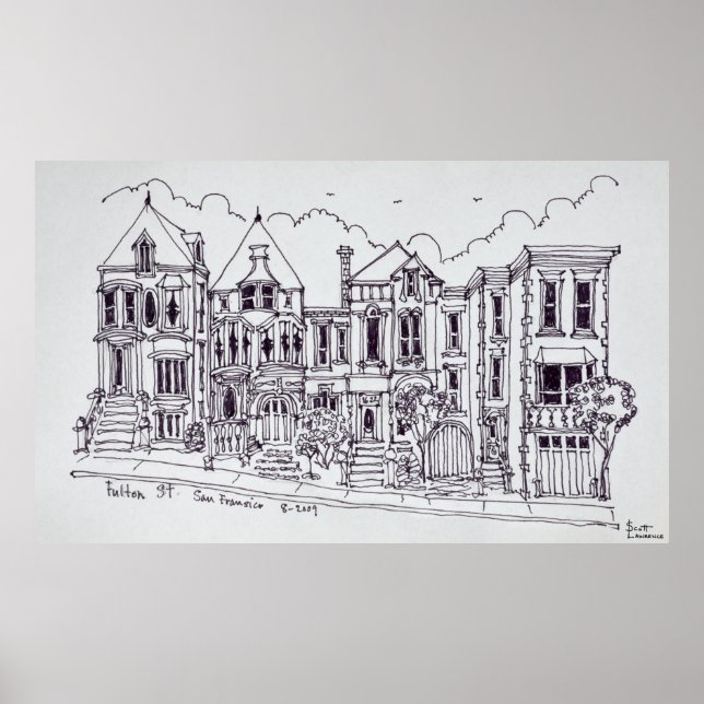 Poster Maisons victoriennes | San Francisco, Californie (Devant)
