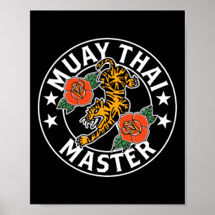 Poster Maître de Muay Thai Combattant Boxe Hobby Arts Mar