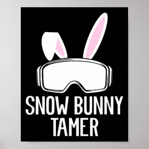 Poster Maîtresse de lapin de neige ski drôle d'après-part