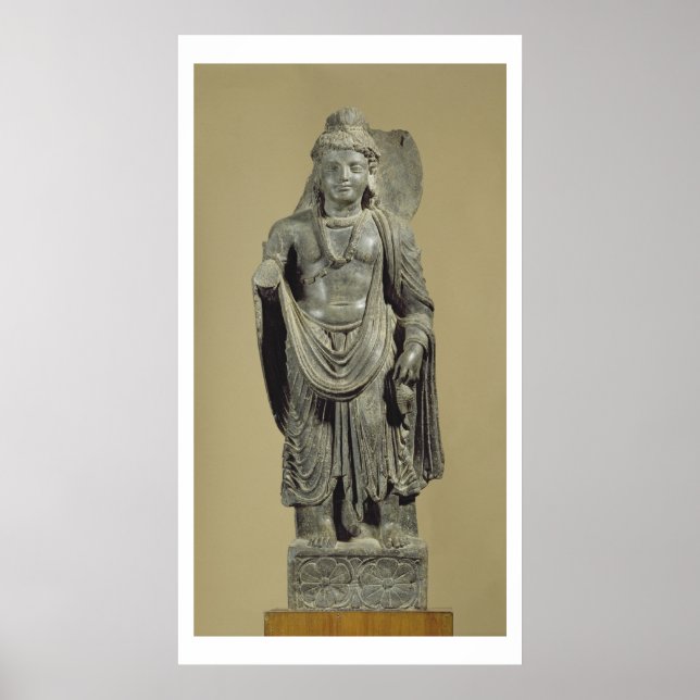Poster Maitreya, Gandhara (schiste gris) (Devant)